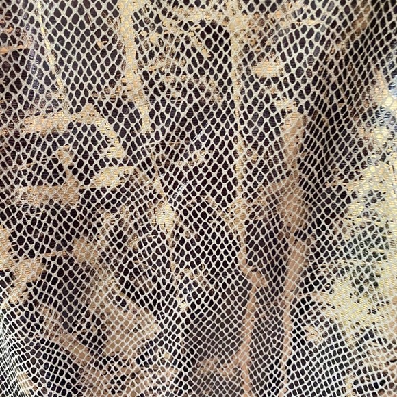 VINTAGE Women's Gold/Tan Metallic Snakeskin High Rise Midi Straight Skirt sz 10 - Picture 5 of 7